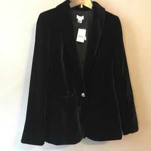 NWT Sz 4 J Crew Velvet One Button Blazer Black